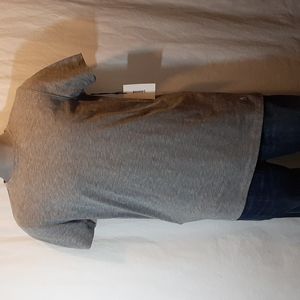 NWT Layered Mens Angled Hem Heather Knit Gray Tee Shirt